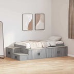 Storage Bed Frame Grey Sonoma 90 cm Engineered Wood