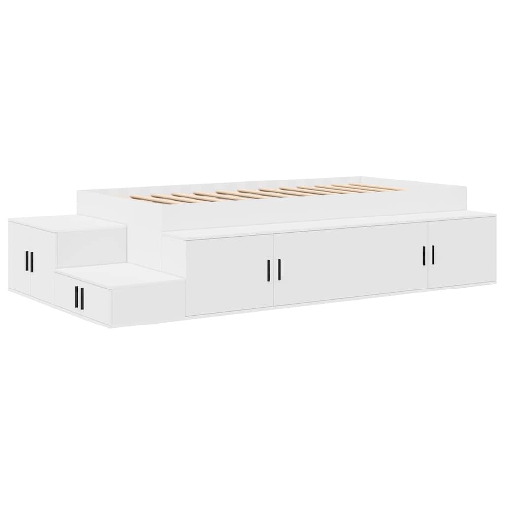 Storage Bed Frame with Storage White 75 cm Engineered Wood