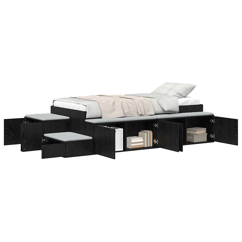 Storage Bed Frame Black oak 234 x 103 x 53.5 cm Engineered wood