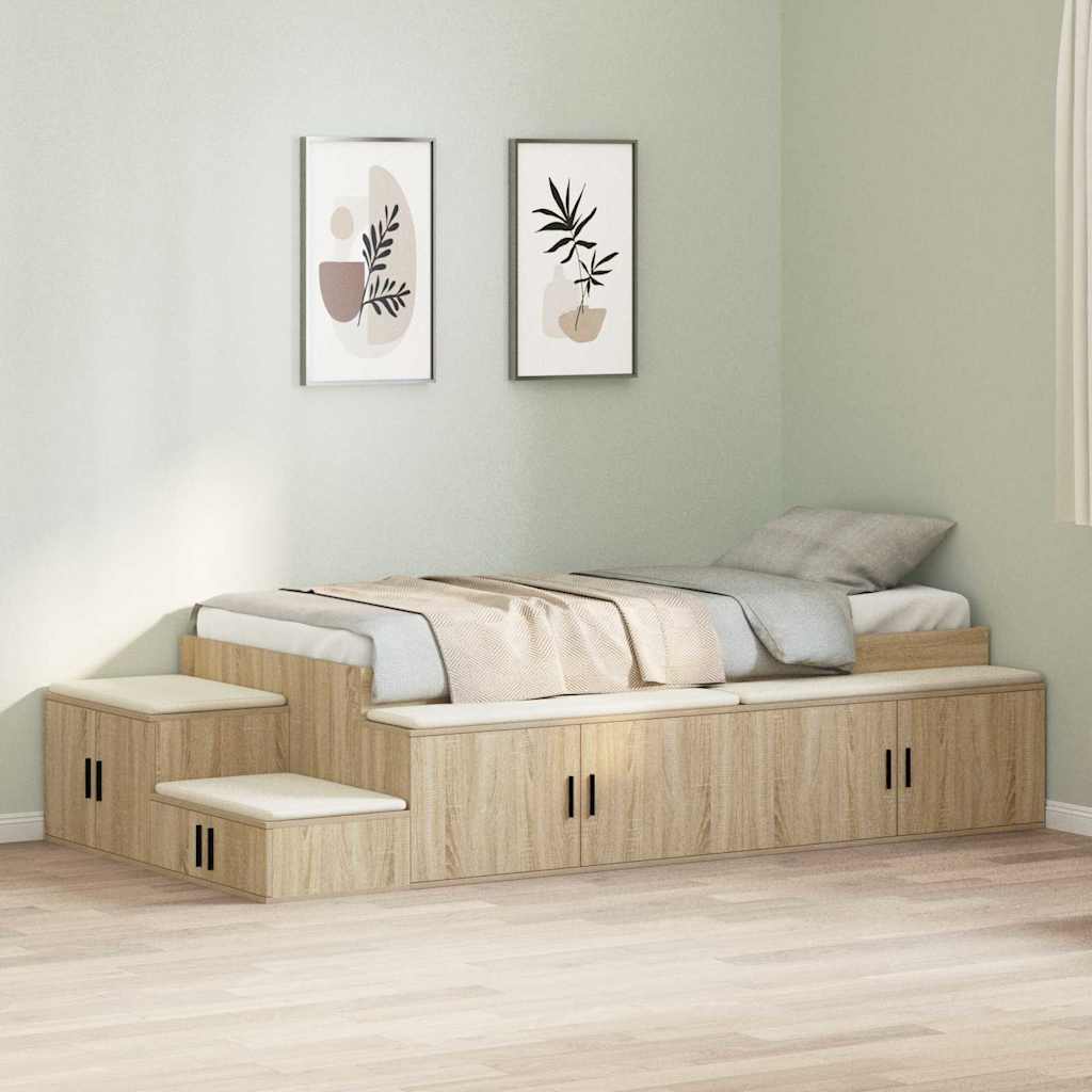 Storage Bed Frame with Storage Sonoma Oak 75 cm Engineered Wood