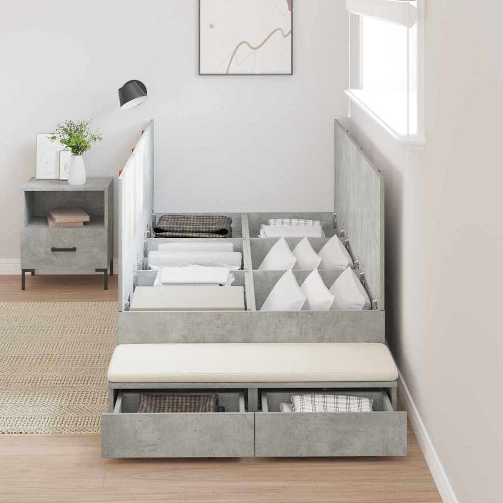 Storage Bed Frame Concrete Grey 80 cm Engineered Wood