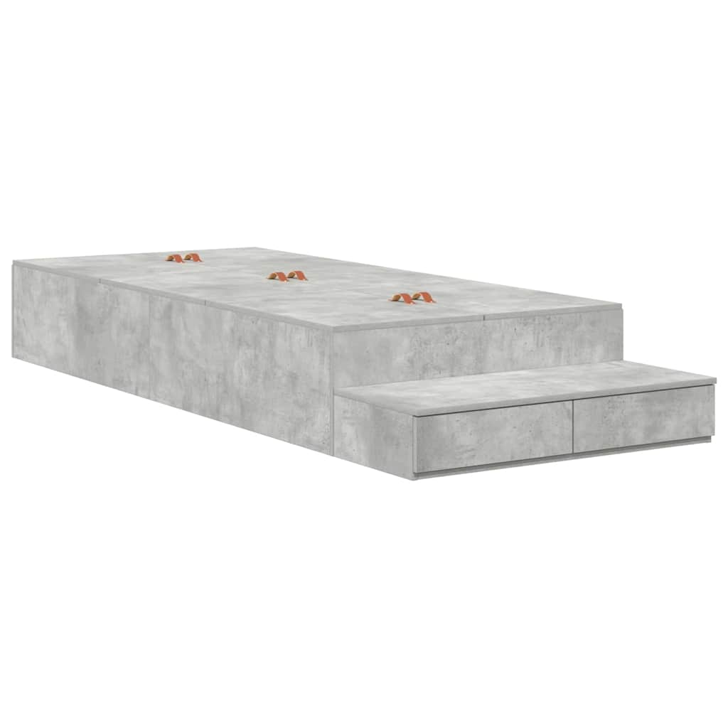 Storage Bed Frame Concrete Grey 80 cm Engineered Wood