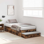 Storage Bed Frame with Drawer Smoked Oak 80 cm Engineered Wood