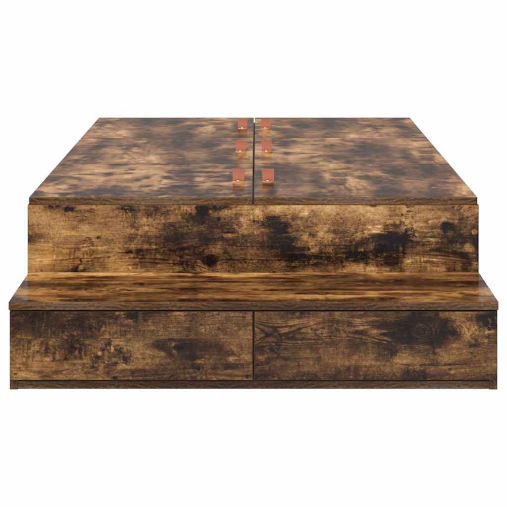 Storage Bed Frame with Drawer Smoked Oak 80 cm Engineered Wood