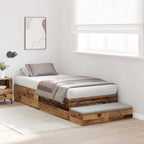Storage Bed Frame with Drawer Old Wood 80 cm Engineered Wood