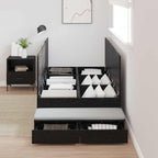 Storage Bed Frame with Drawer Black Oak 90 cm Engineered Wood