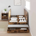 Storage Bed Frame with Drawer Smoked Oak 90 cm Engineered Wood