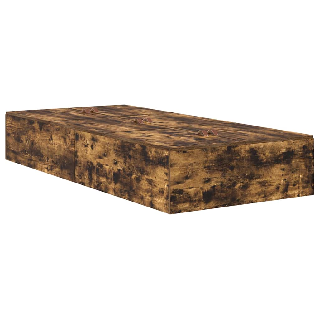 Storage Bed Frame with Drawer Smoked Oak 90 cm Engineered Wood