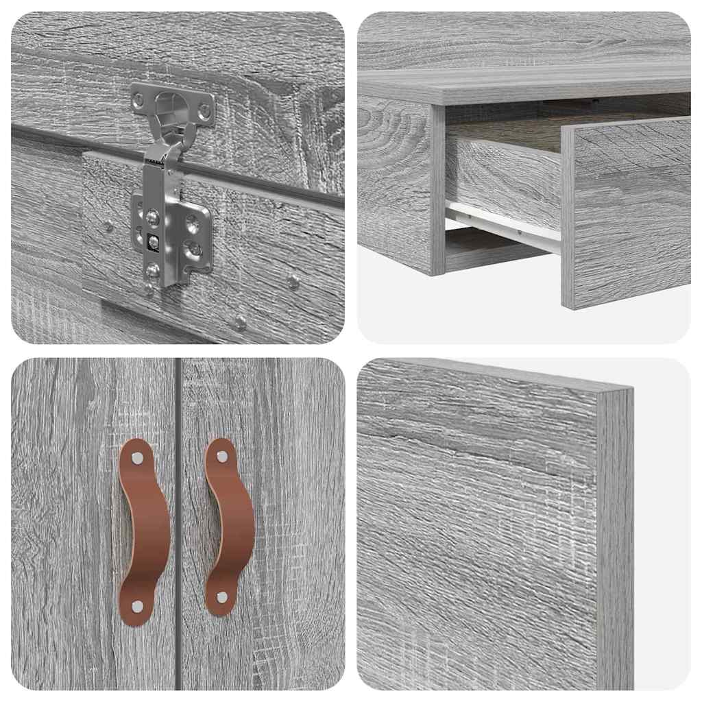 Storage Bed Frame with Drawer Grey Sonoma 90 cm Engineered Wood