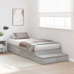 Storage Bed Frame with Drawer Grey Sonoma 90 cm Engineered Wood