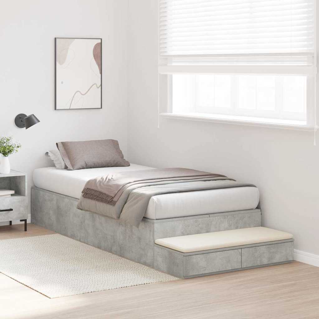 Storage Bed Frame Concrete Grey 100 cm Engineered Wood