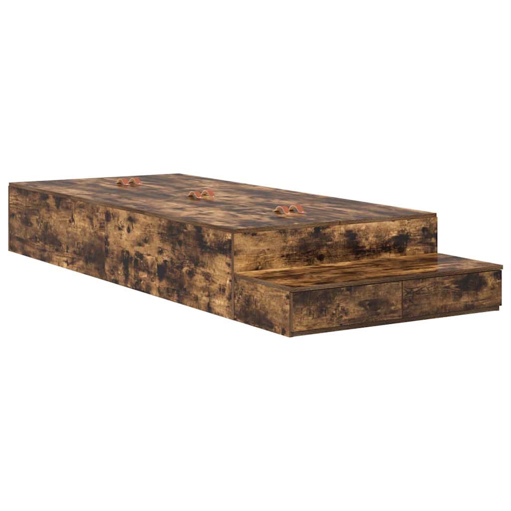 Storage Bed Frame with Drawer Smoked Oak 100 cm Engineered Wood