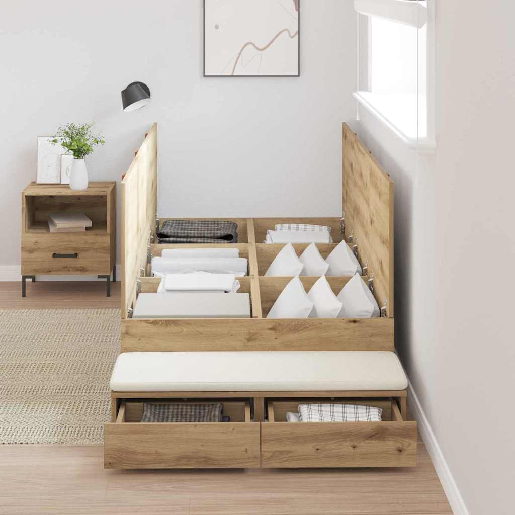 Storage Bed Frame Artisan Oak 100 cm Engineered Wood