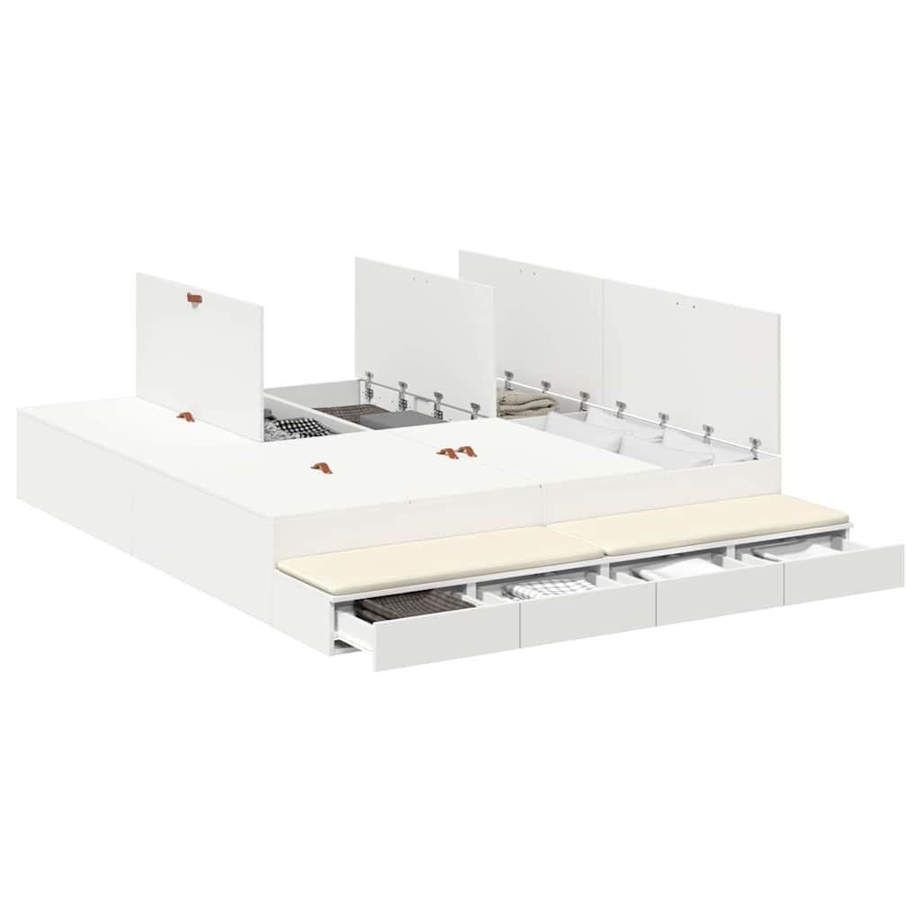 Storage Bed Frame with Drawer White 200 cm Engineered Wood