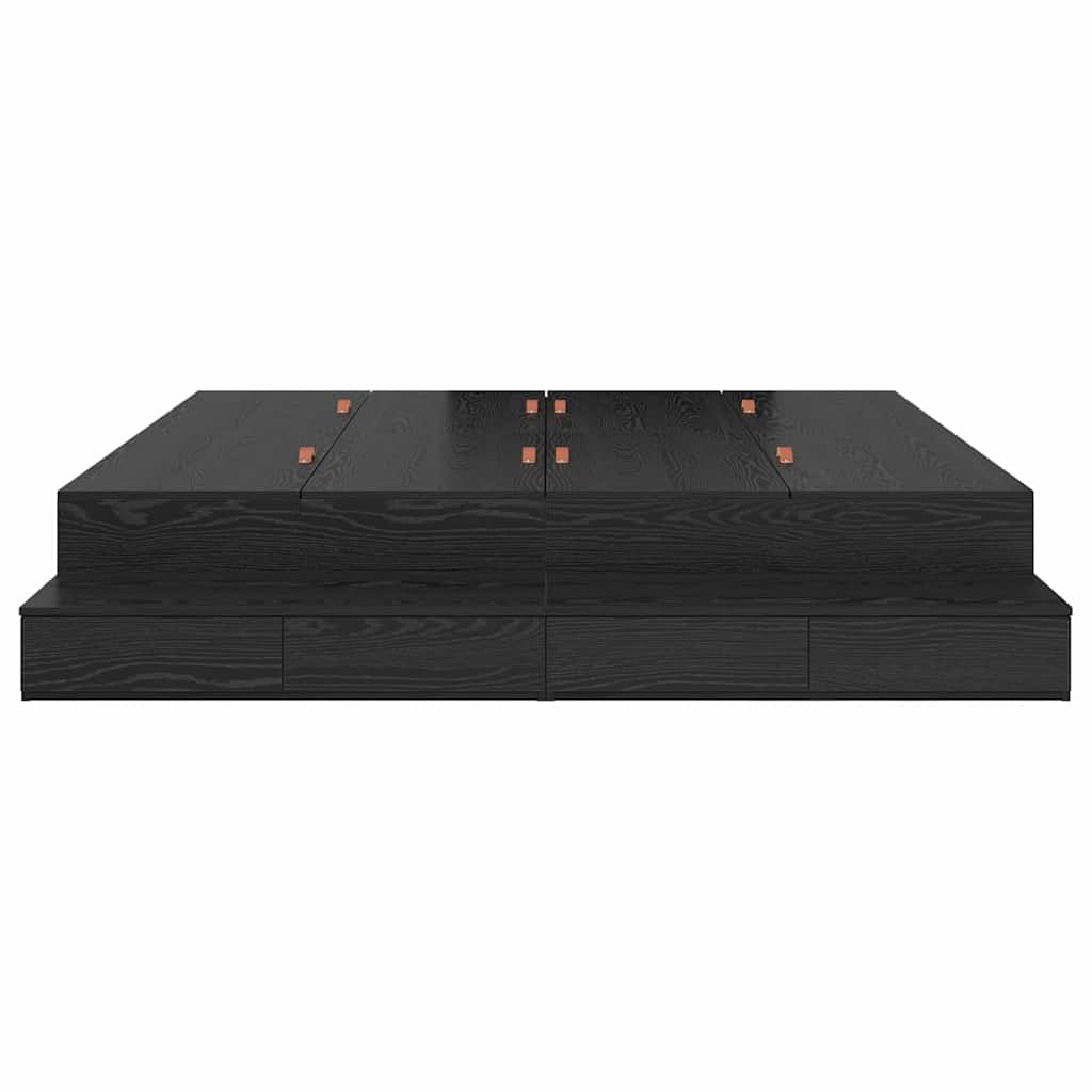 Storage Bed Frame with Drawer Black Oak 200 cm Engineered Wood