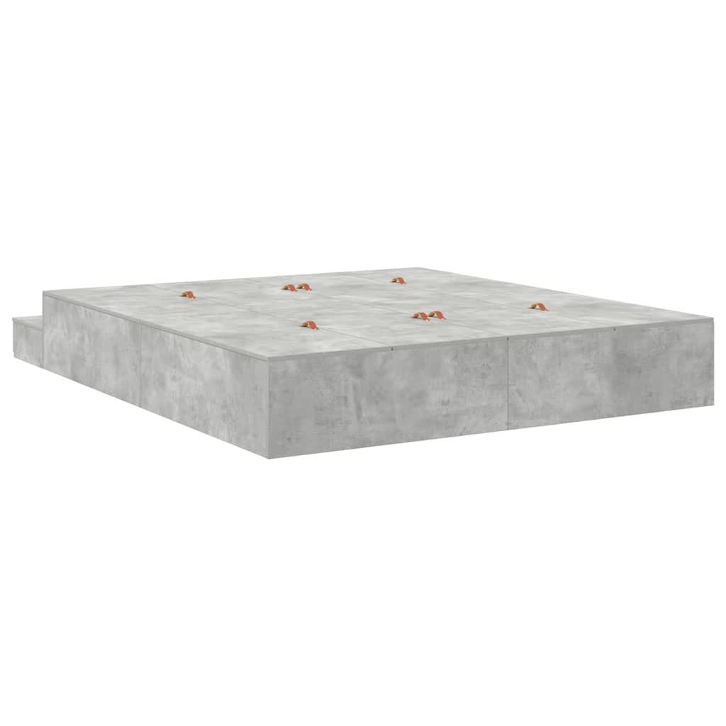 Storage Bed Frame Concrete Grey 200 cm Engineered Wood