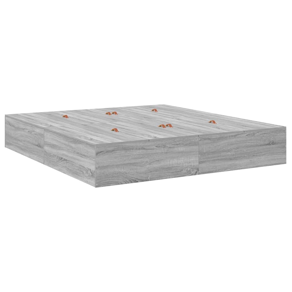 Storage Bed Frame Grey Sonoma 200 cm Engineered Wood