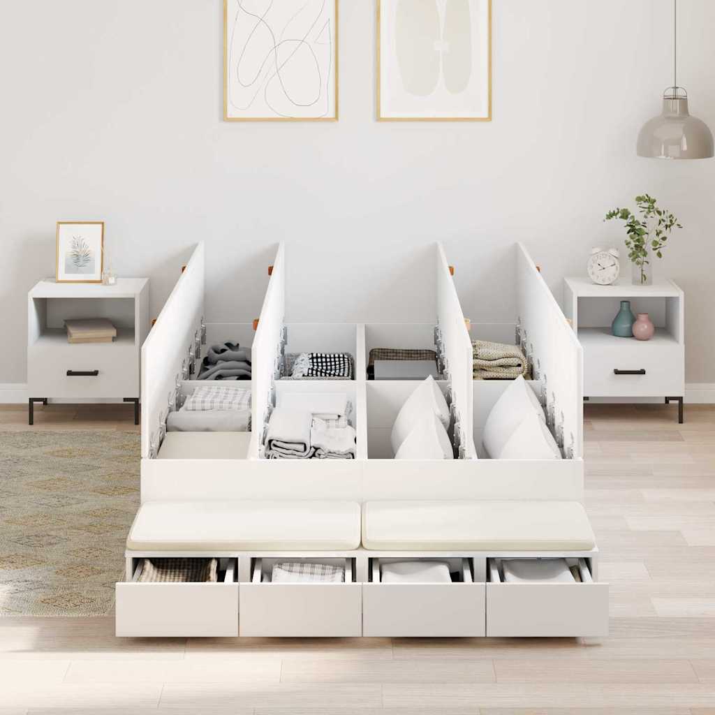Storage Bed Frame with Drawer White 120 cm Engineered Wood