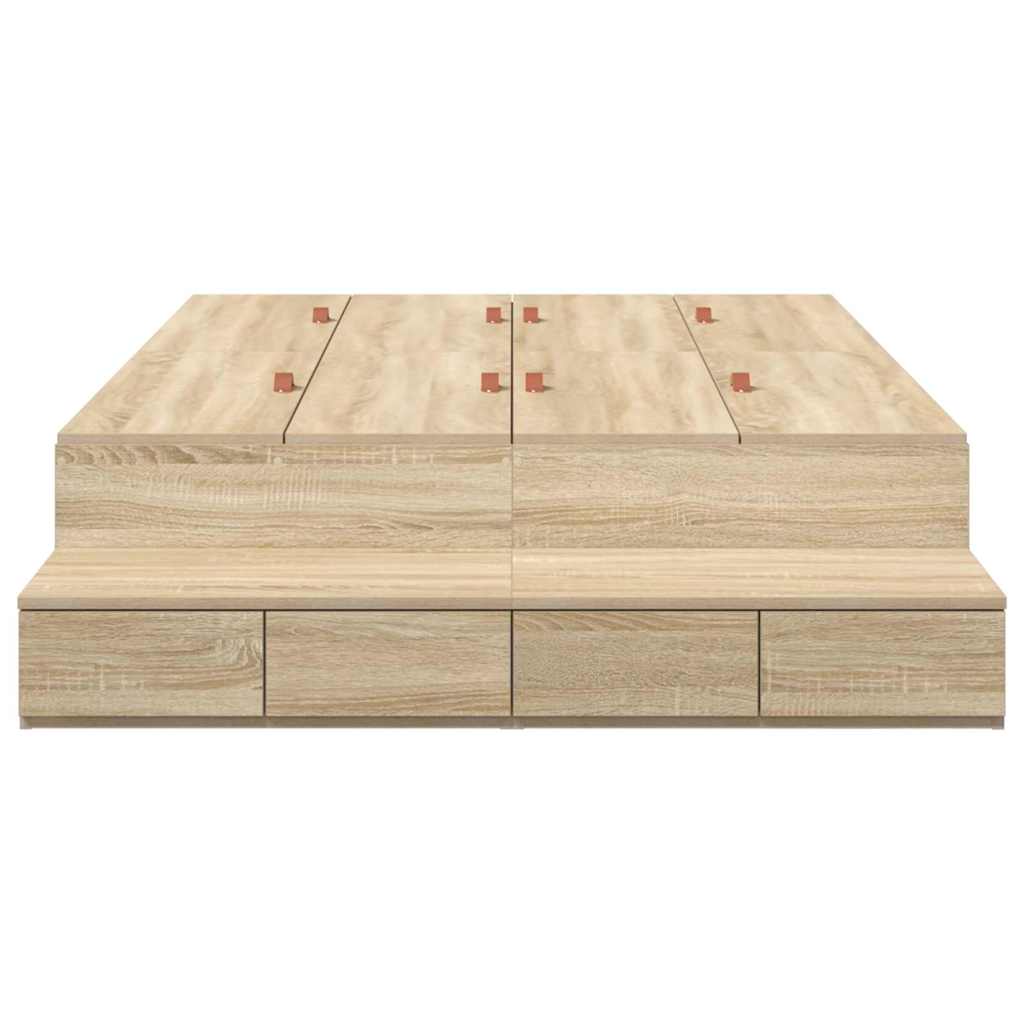 Storage Bed Frame with Drawer Sonoma Oak 120 cm Engineered Wood