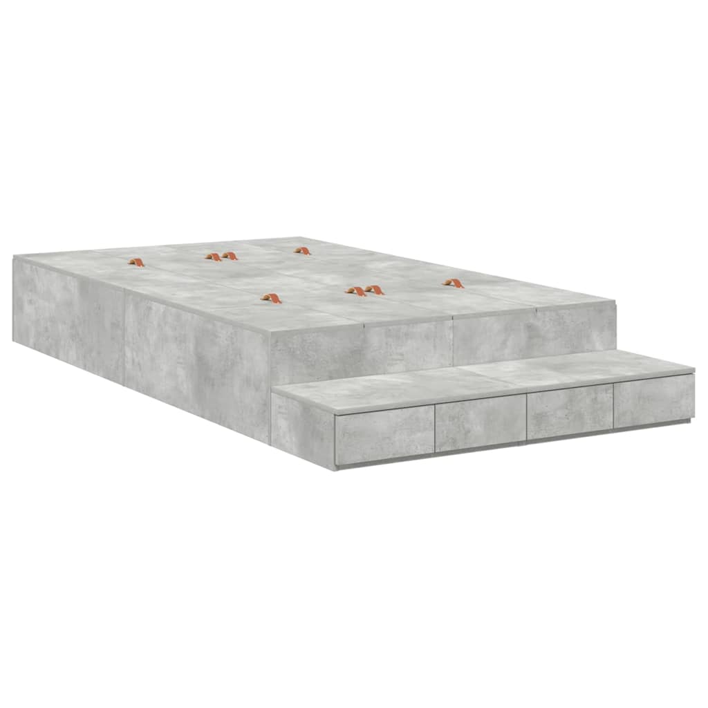 Storage Bed Frame Concrete Grey 120 cm Engineered Wood