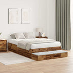 Storage Bed Frame with Drawer Old Wood 120 cm Engineered Wood