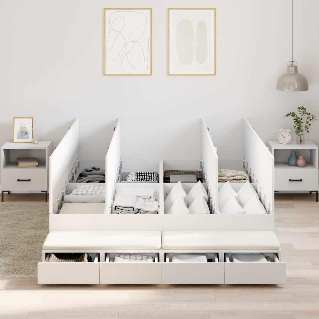 Storage Bed Frame with Drawer White 140 cm Engineered Wood