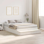 Storage Bed Frame with Drawer White 140 cm Engineered Wood