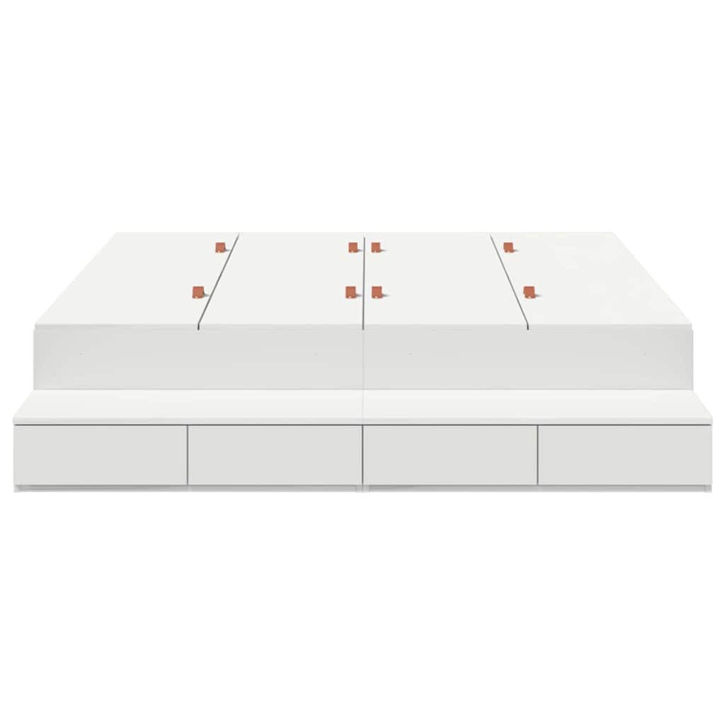 Storage Bed Frame with Drawer White 140 cm Engineered Wood