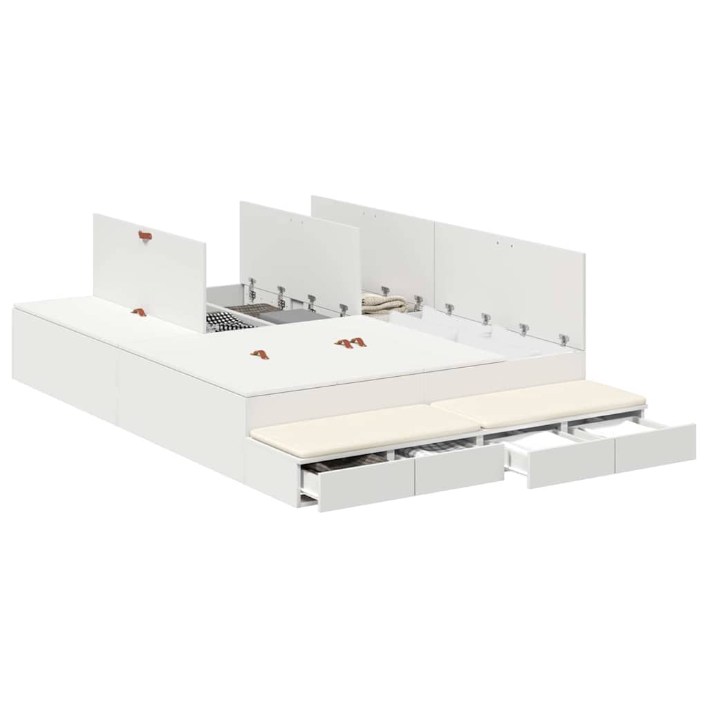 Storage Bed Frame with Drawer White 140 cm Engineered Wood