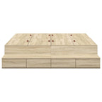 Storage Bed Frame with Drawer Sonoma Oak 140 cm Engineered Wood