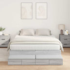 Storage Bed Frame Grey Sonoma 140 cm Engineered Wood