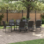 Garden Dining Set 9 pcs Black Steel