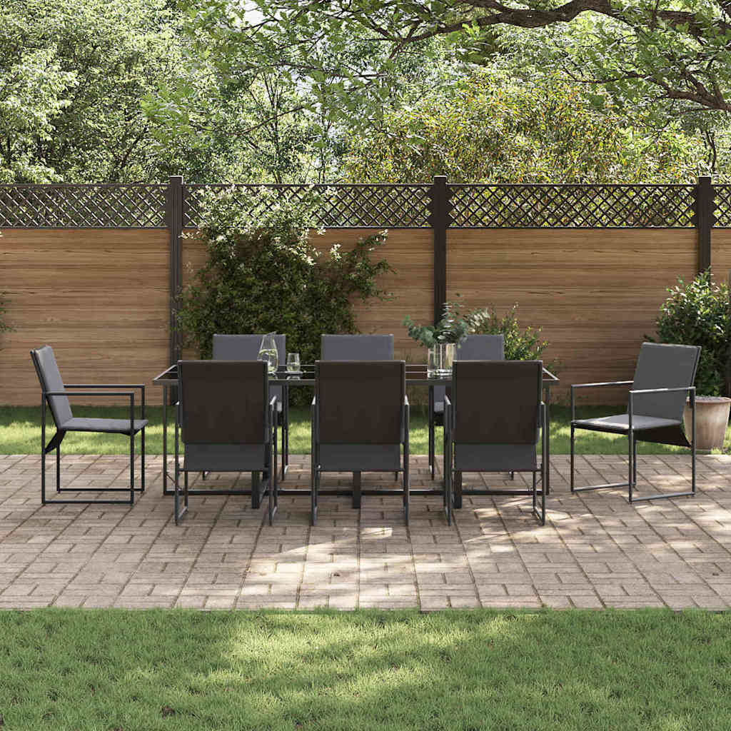 Garden Dining Set 9 pcs Black Steel