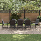 Garden Dining Set 9 pcs Black Steel