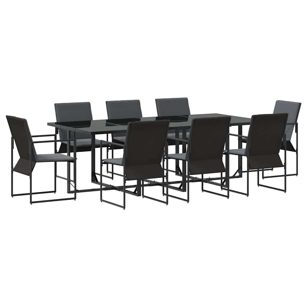 Garden Dining Set 9 pcs Black Steel