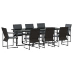 Garden Dining Set 9 pcs Black Steel