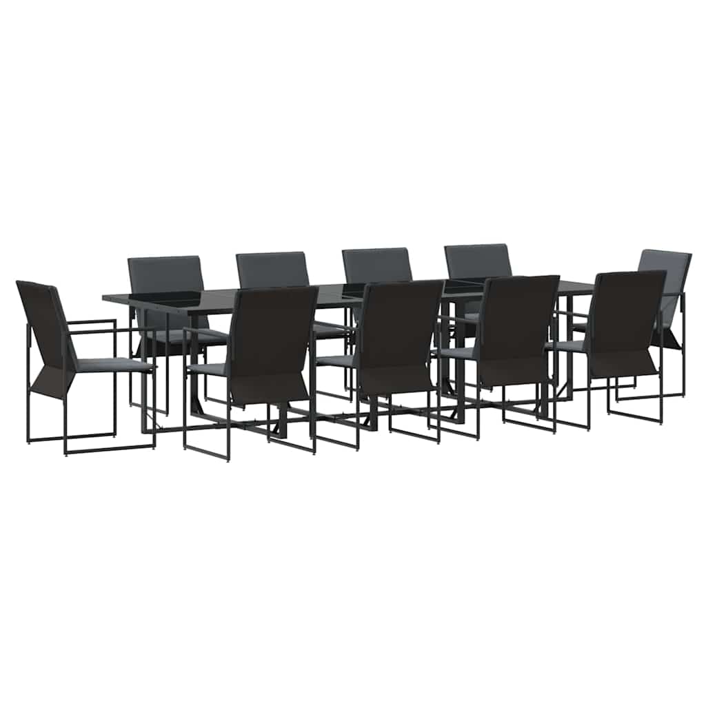 Garden Dining Set 11 pcs Black Steel