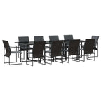 Garden Dining Set 11 pcs Black Steel