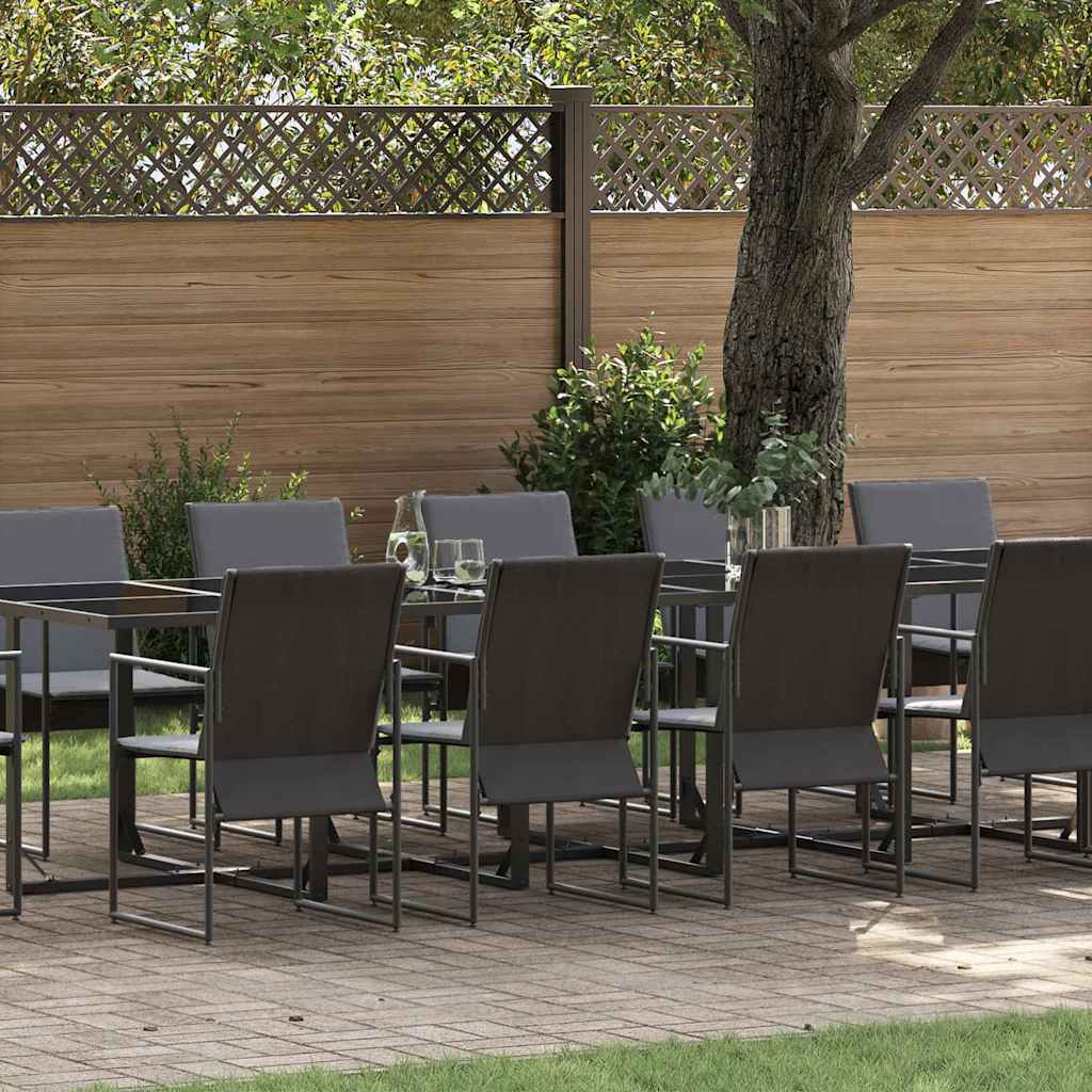 Garden Dining Set 13 pcs Black Steel