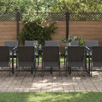 Garden Dining Set 13 pcs Black Steel