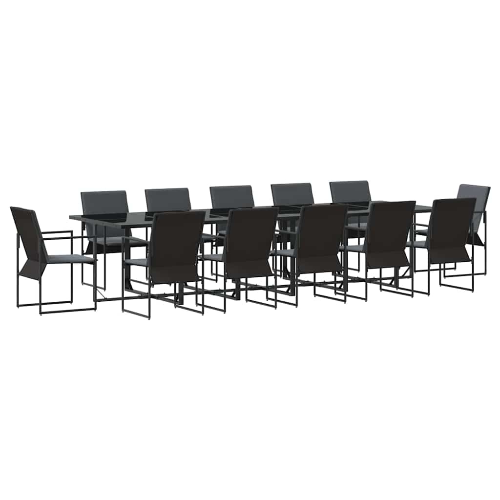 Garden Dining Set 13 pcs Black Steel