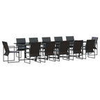 Garden Dining Set 13 pcs Black Steel