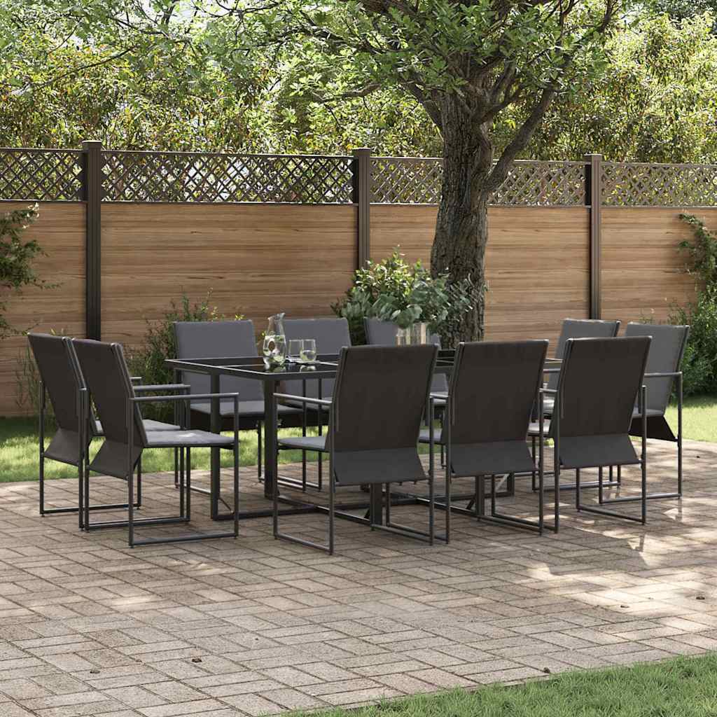 Garden Dining Set 11 pcs Black Steel