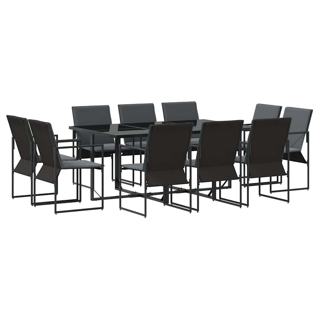 Garden Dining Set 11 pcs Black Steel