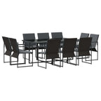 Garden Dining Set 11 pcs Black Steel