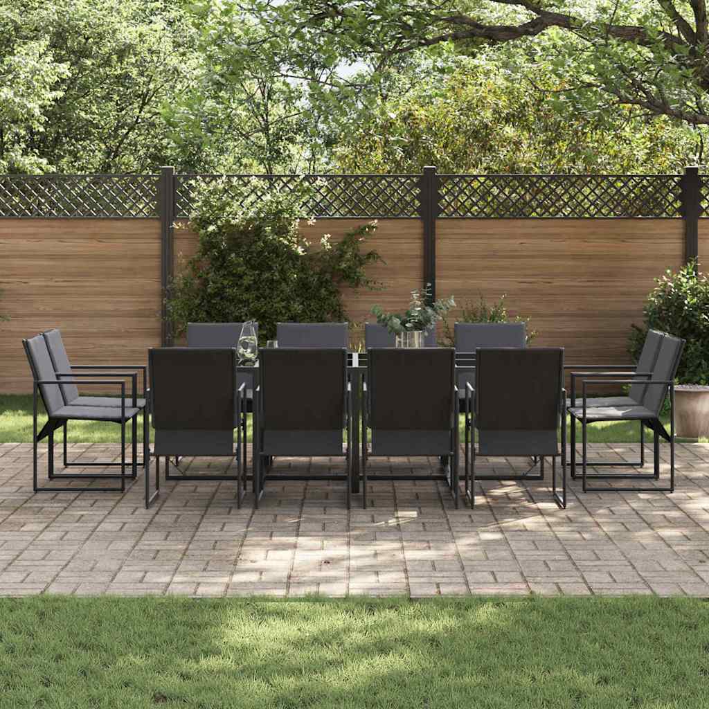 Garden Dining Set 13 pcs Black Steel