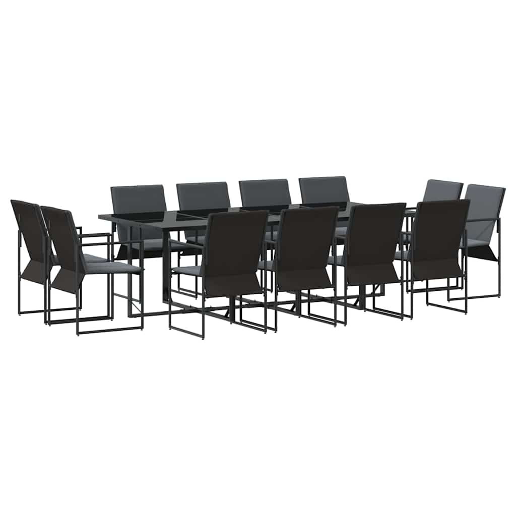Garden Dining Set 13 pcs Black Steel