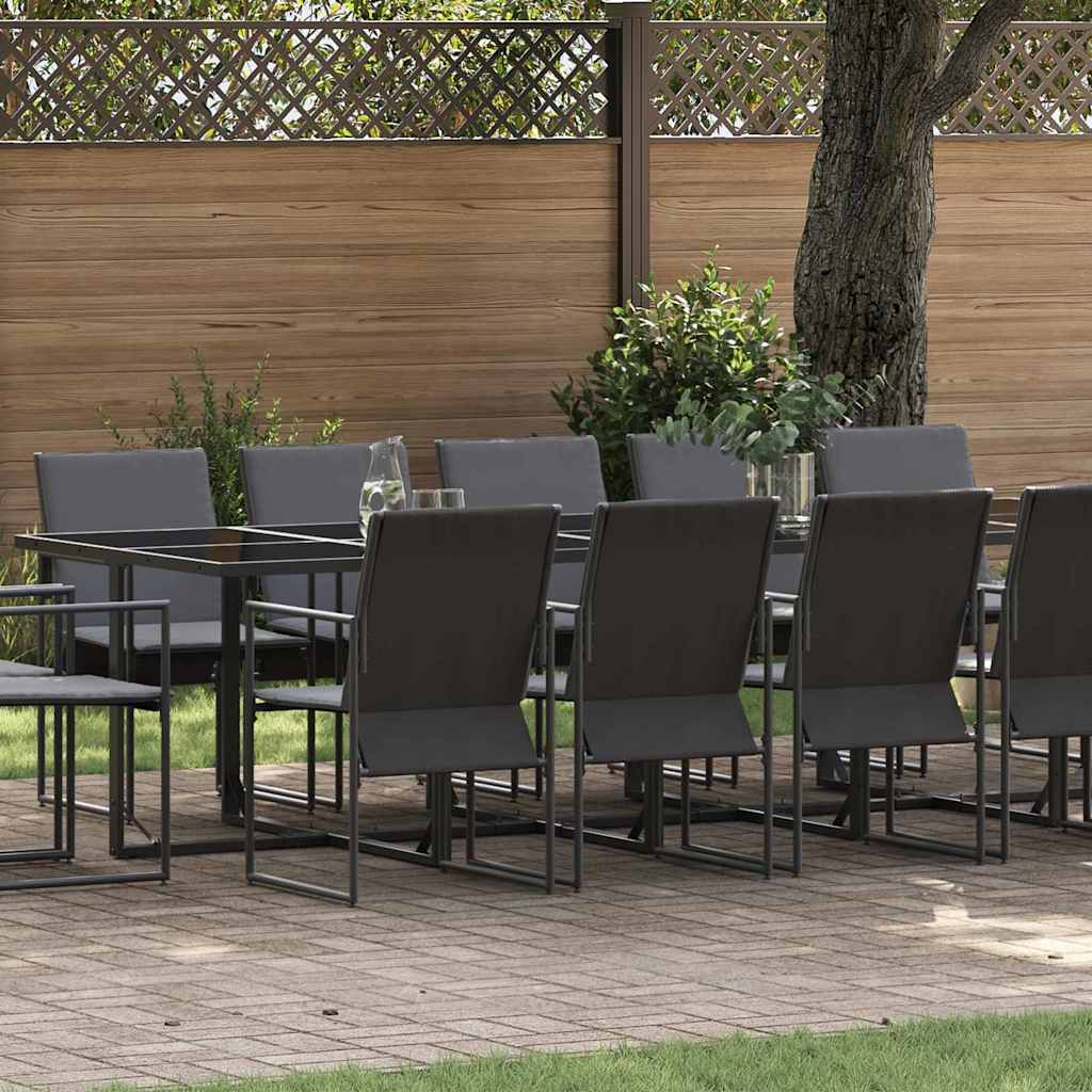 Garden Dining Set 15 pcs Black Steel