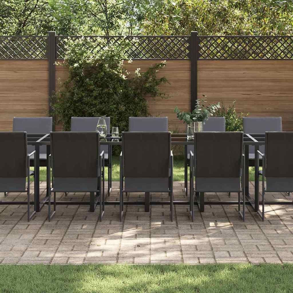 Garden Dining Set 15 pcs Black Steel