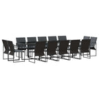 Garden Dining Set 15 pcs Black Steel